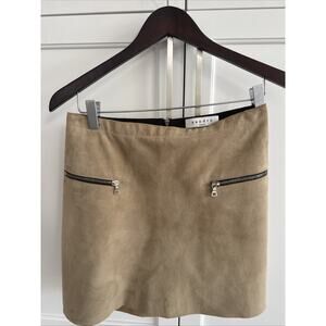 SANDRO Tan Suede Mini Skirt Women's Size 1 Goat Leather